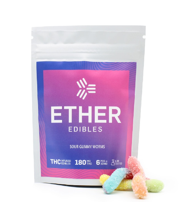 Ether Edibles 180MG THC – Sour Gummy Worms AU